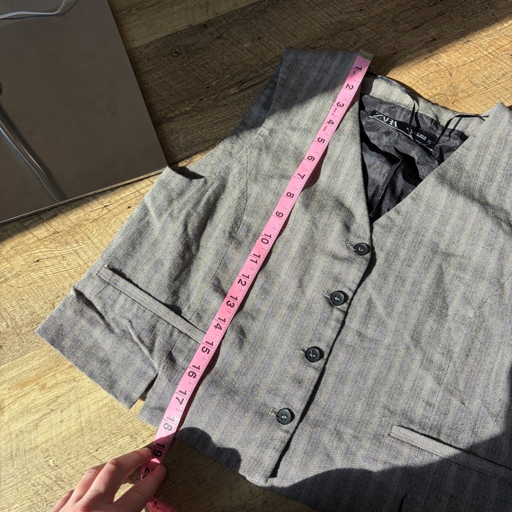 Zara Button Down Herringbone Vest - image 8